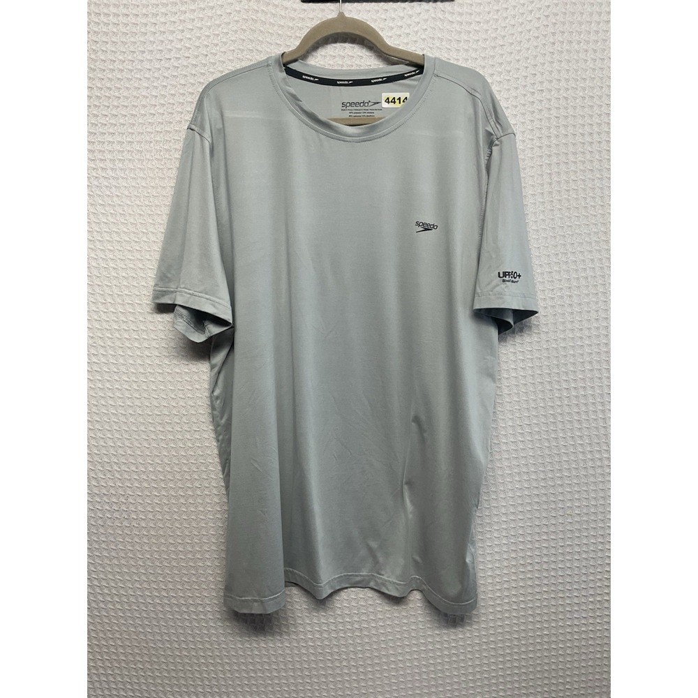 Speedo UPF 50+ Men's 2XL Short Sleeve Gray Activewear Fitted T-Shirt Worn Once